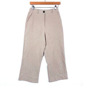 NA-KD High Waist Cropped Linen Blend Wide Leg Pants Womens EU 32 US XXS Beige